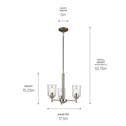 Kichler 43670NICLR Three Light Mini Chandelier, Brushed Nickel (3)