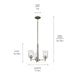 Kichler 43670NICLR Three Light Mini Chandelier, Brushed Nickel (3)