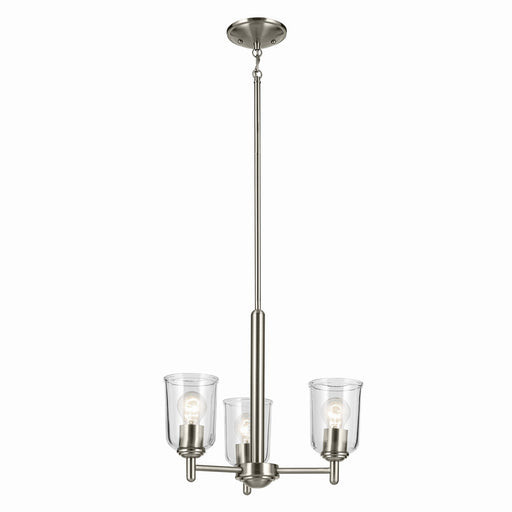 Kichler 43670NICLR Three Light Mini Chandelier, Brushed Nickel