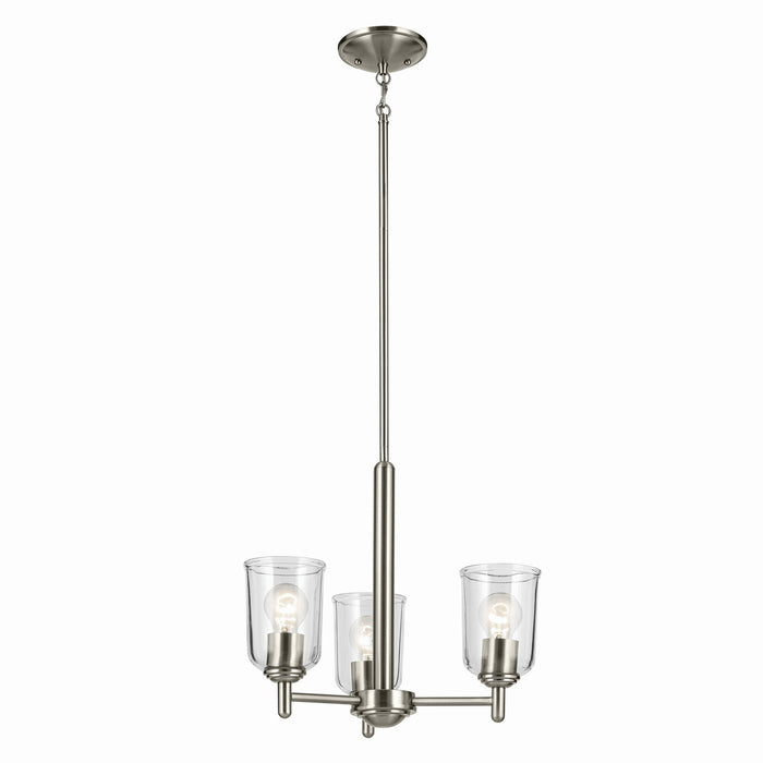 Kichler 43670NICLR Three Light Mini Chandelier, Brushed Nickel
