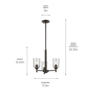 Kichler 43670OZCLR Three Light Mini Chandelier, Olde Bronze (3)
