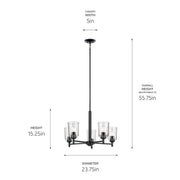 Kichler 43671BKCLR Five Light Chandelier, Black (3)