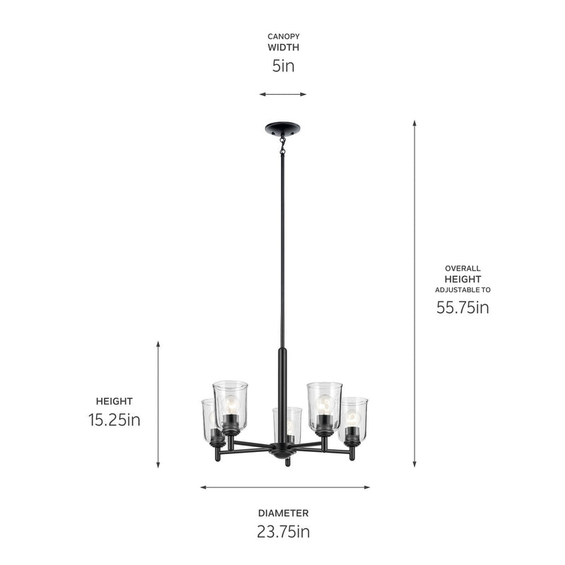 Kichler 43671BKCLR Five Light Chandelier, Black (3)