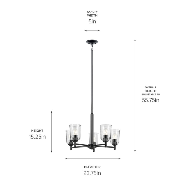 Kichler 43671BKCLR Five Light Chandelier, Black (3)