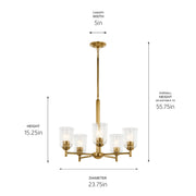 Kichler 43671NBRCLR Five Light Chandelier, Natural Brass (3)