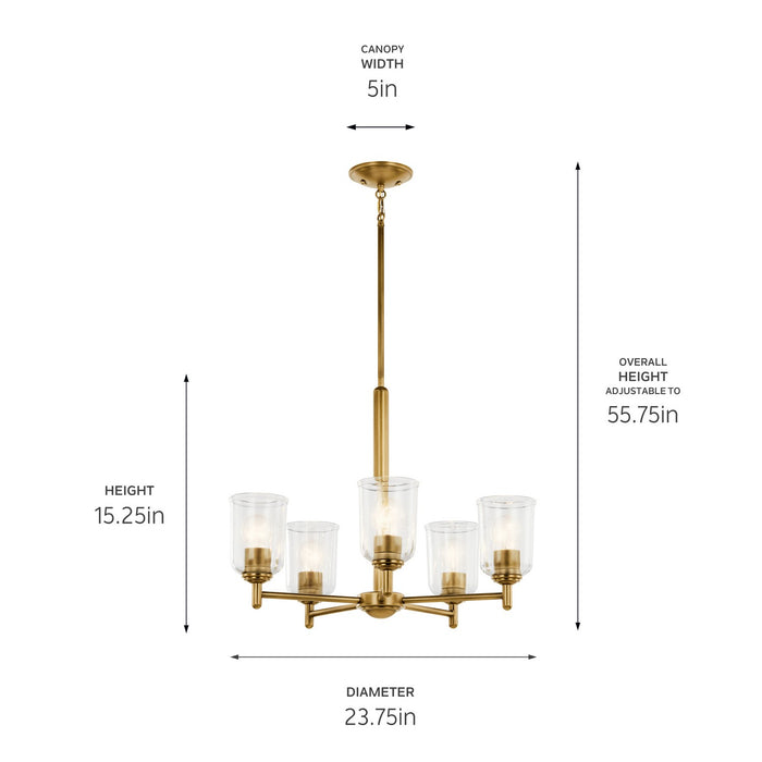 Kichler 43671NBRCLR Five Light Chandelier, Natural Brass (3)
