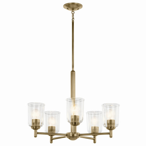 Kichler 43671NBRCLR Five Light Chandelier, Natural Brass