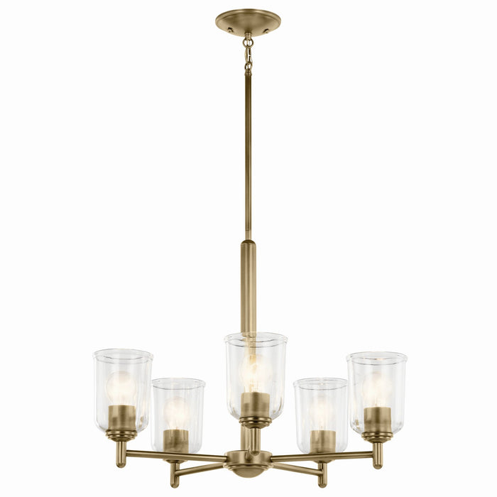 Kichler 43671NBRCLR Five Light Chandelier, Natural Brass