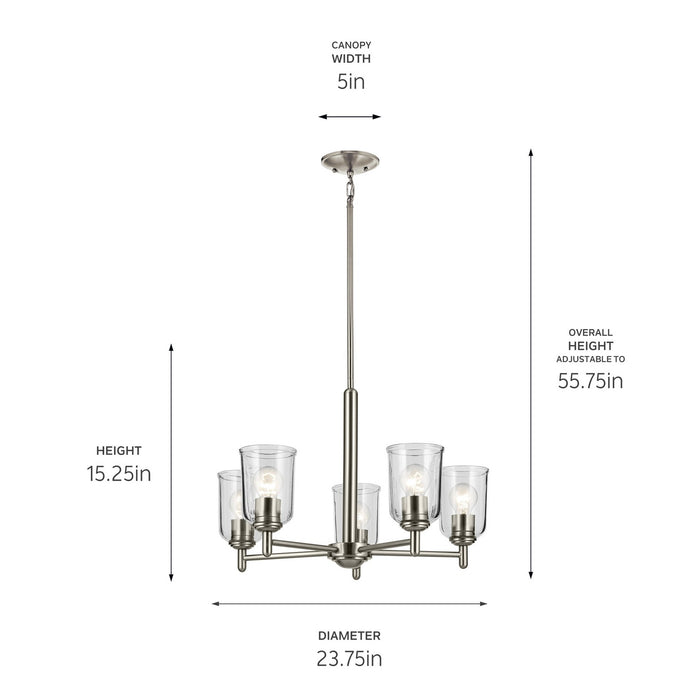 Kichler 43671NICLR Five Light Chandelier, Brushed Nickel (3)