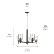 Kichler 43671OZCLR Five Light Chandelier, Olde Bronze (3)