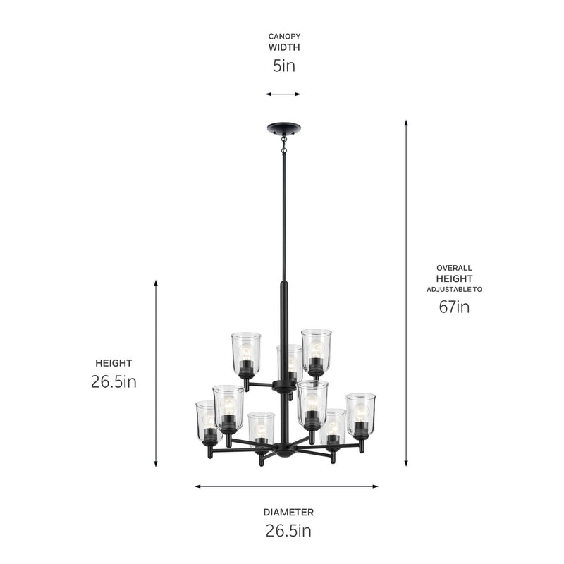 Kichler 43672BKCLR Nine Light Chandelier, Black (3)