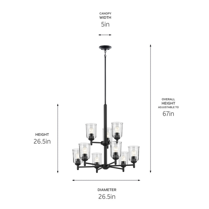 Kichler 43672BKCLR Nine Light Chandelier, Black (3)