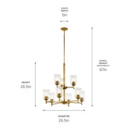 Kichler 43672NBRCLR Nine Light Chandelier, Natural Brass (3)