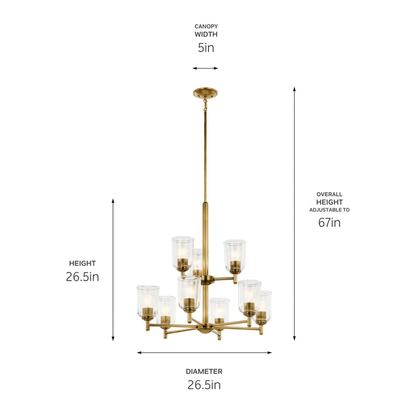 Kichler 43672NBRCLR Nine Light Chandelier, Natural Brass (3)