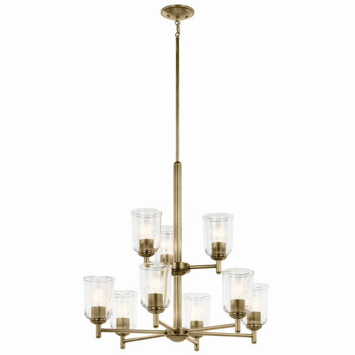 Kichler 43672NBRCLR Nine Light Chandelier, Natural Brass