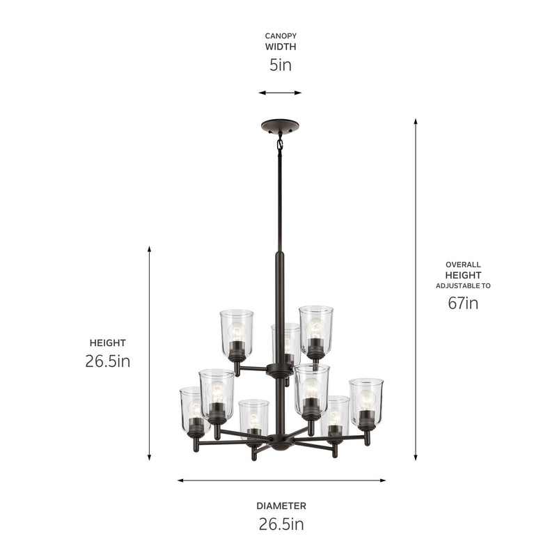 Kichler 43672OZCLR Nine Light Chandelier, Olde Bronze (3)