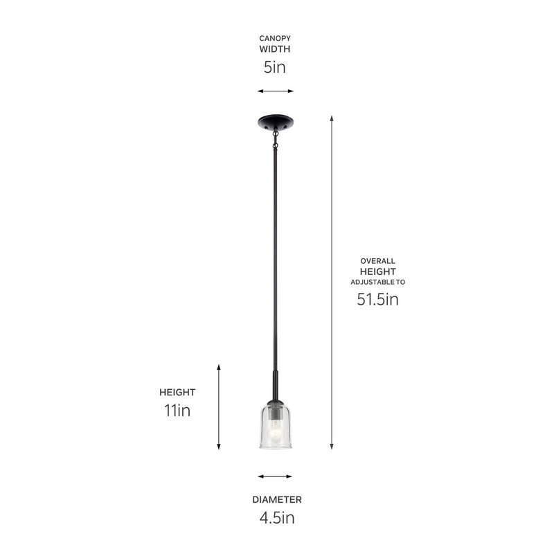 Kichler 43674BKCLR One Light Mini Pendant, Black (3)