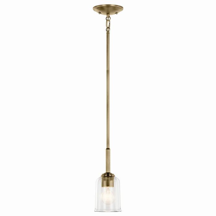 Kichler 43674NBRCLR One Light Mini Pendant, Natural Brass