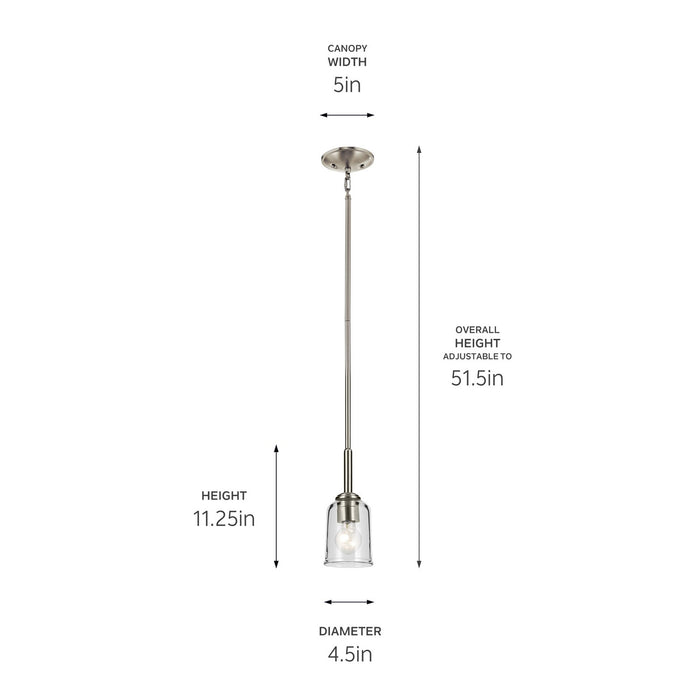 Kichler 43674NICLR One Light Mini Pendant, Brushed Nickel (3)