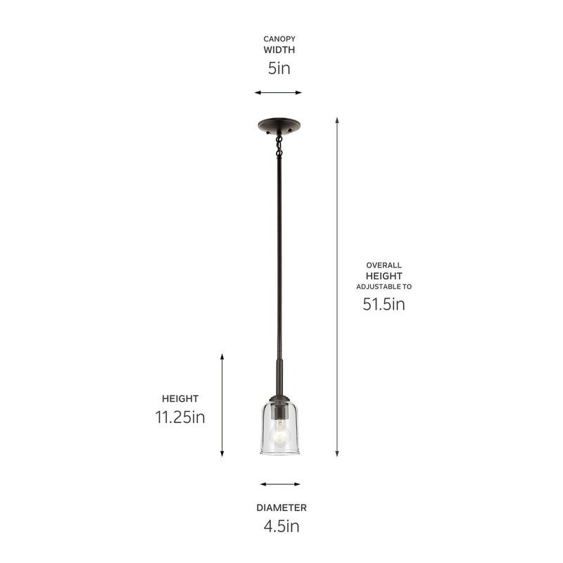 Kichler 43674OZCLR One Light Mini Pendant, Olde Bronze (3)