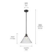 Kichler 43905BK One Light Pendant, Black (3)