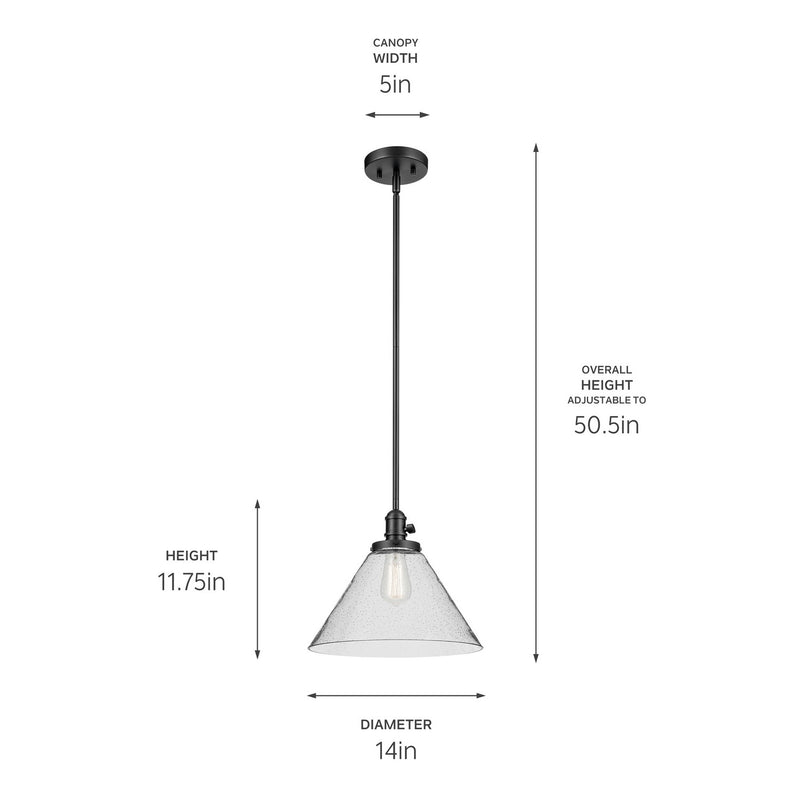 Kichler 43905BK One Light Pendant, Black (3)