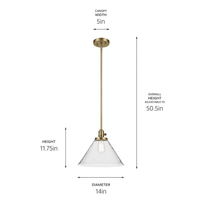 Kichler 43905NBR One Light Pendant, Natural Brass (3)