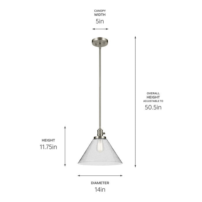 Kichler 43905NI One Light Pendant, Brushed Nickel (3)
