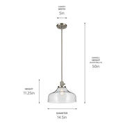 Kichler 43906NI One Light Pendant, Brushed Nickel (3)