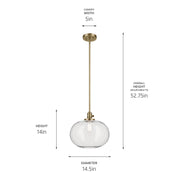 Kichler 43911NBR One Light Pendant, Natural Brass (3)