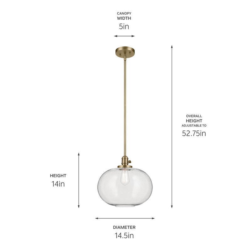 Kichler 43911NBR One Light Pendant, Natural Brass (3)