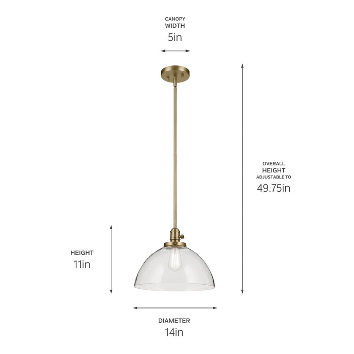 Kichler 43912NBR One Light Pendant, Natural Brass (3)