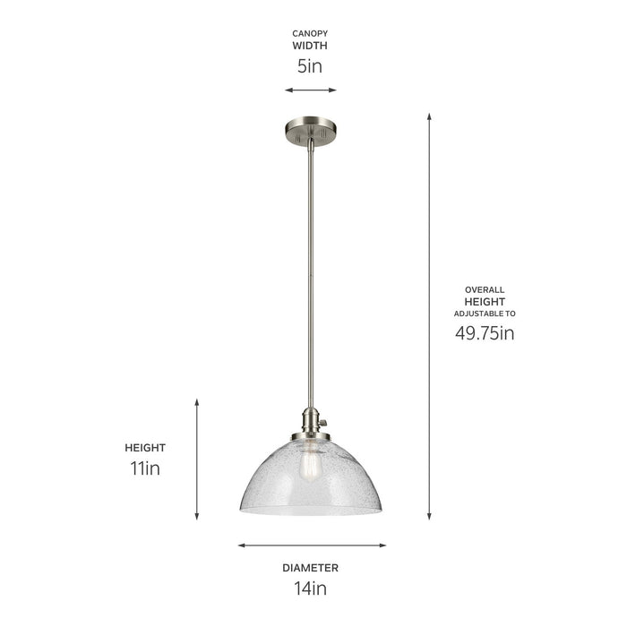 Kichler 43912NI One Light Pendant, Brushed Nickel (3)