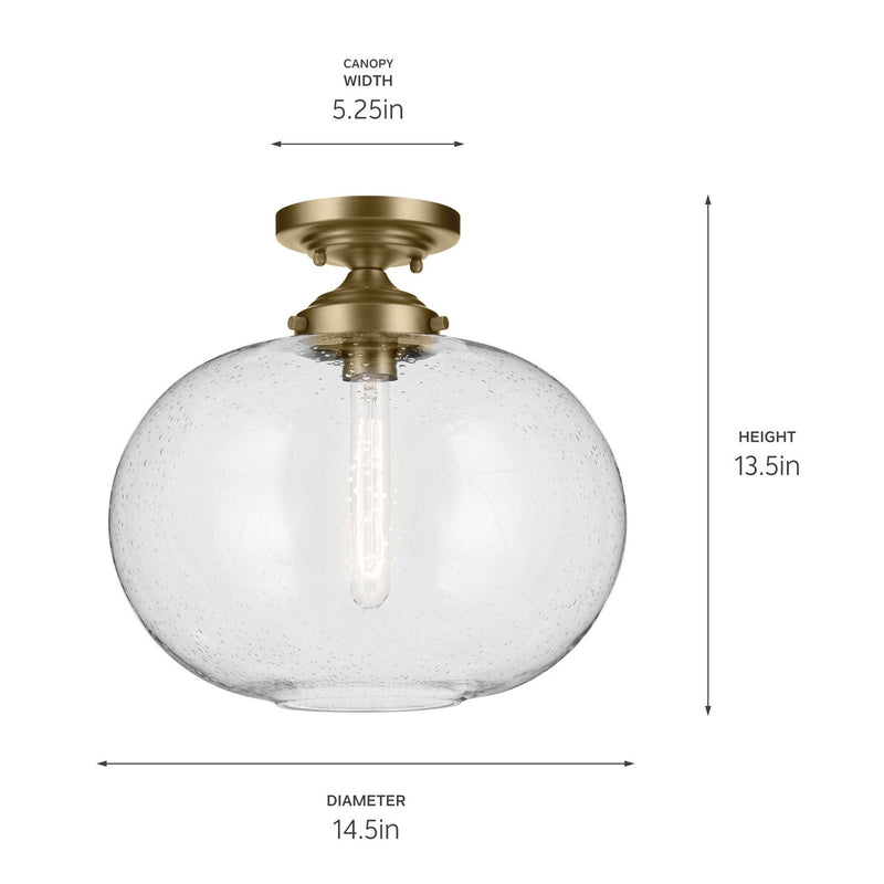 Kichler 43913NBR One Light Semi Flush Mount, Natural Brass (2)
