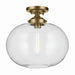 Kichler 43913NBR One Light Semi Flush Mount, Natural Brass