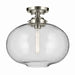 Kichler 43913NI One Light Semi Flush Mount, Brushed Nickel