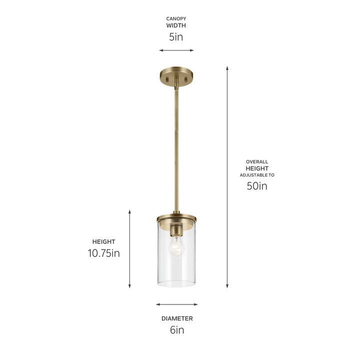 Kichler 43996NBR One Light Mini Pendant, Natural Brass (3)
