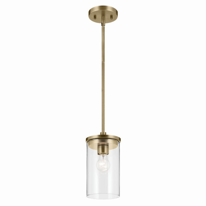Kichler 43996NBR One Light Mini Pendant, Natural Brass