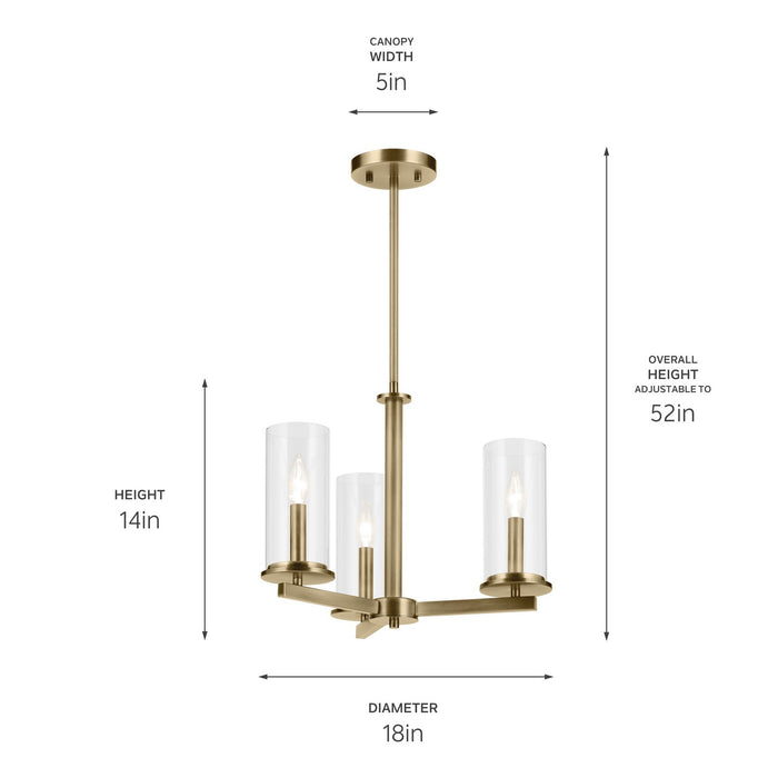 Kichler 43997NBR Three Light Chandelier, Natural Brass (4)