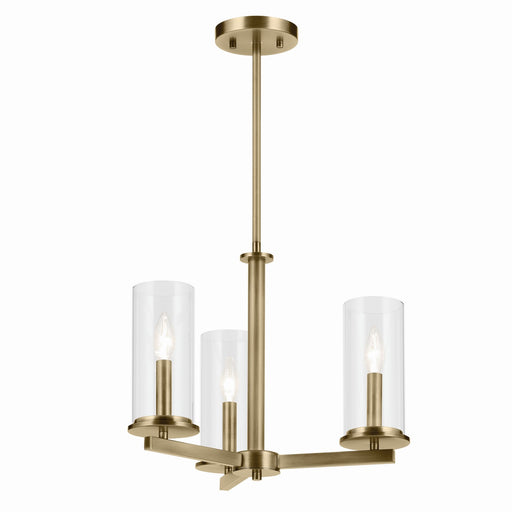 Kichler 43997NBR Three Light Chandelier, Natural Brass