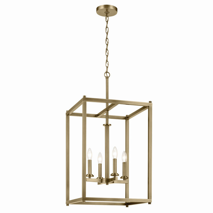 Kichler 43998NBR Four Light Foyer Pendant, Natural Brass