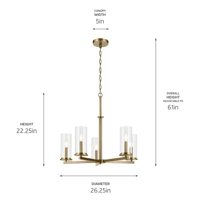 Kichler 43999NBR Five Light Chandelier, Natural Brass (4)