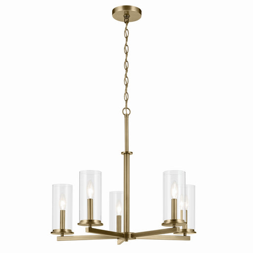 Kichler 43999NBR Five Light Chandelier, Natural Brass