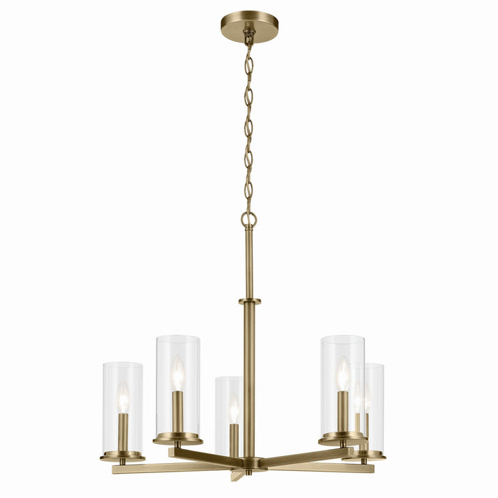 Kichler 43999NBR Five Light Chandelier, Natural Brass