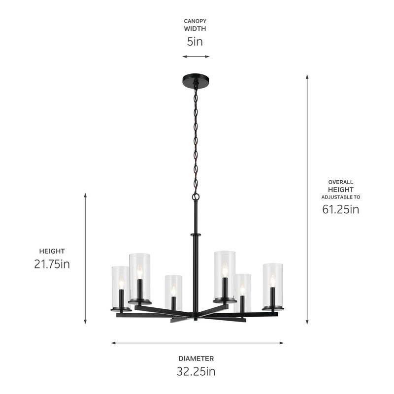 Kichler 44013BK Six Light Chandelier, Black (2)