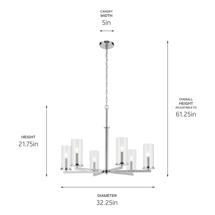 Kichler 44013CH Six Light Chandelier, Chrome (2)