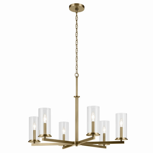 Kichler 44013NBR Six Light Chandelier, Natural Brass
