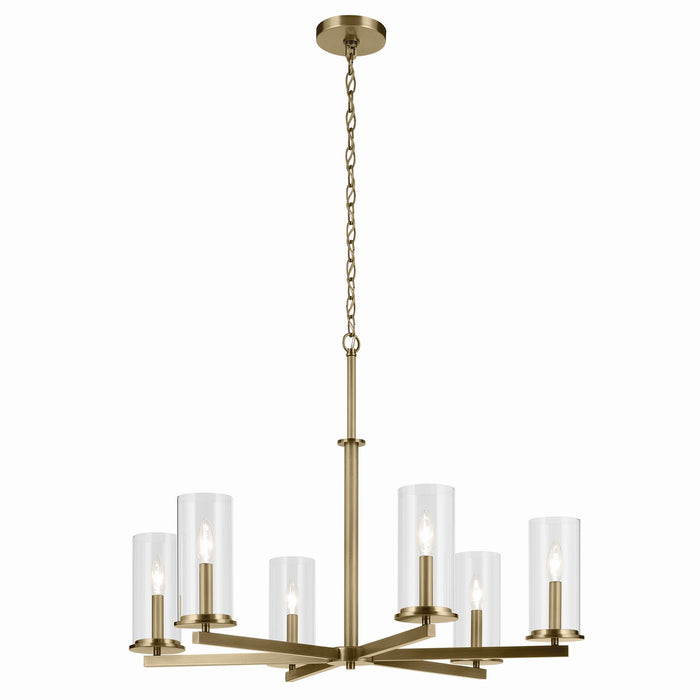 Kichler 44013NBR Six Light Chandelier, Natural Brass