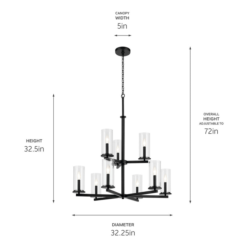 Kichler 44014BK Nine Light Chandelier, Black (2)