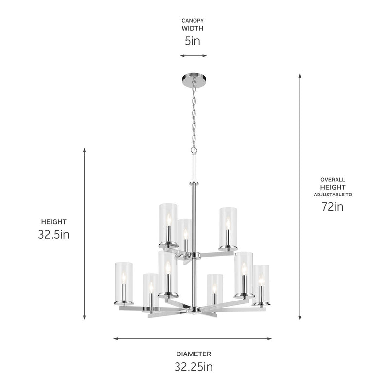 Kichler 44014CH Nine Light Chandelier, Chrome (2)